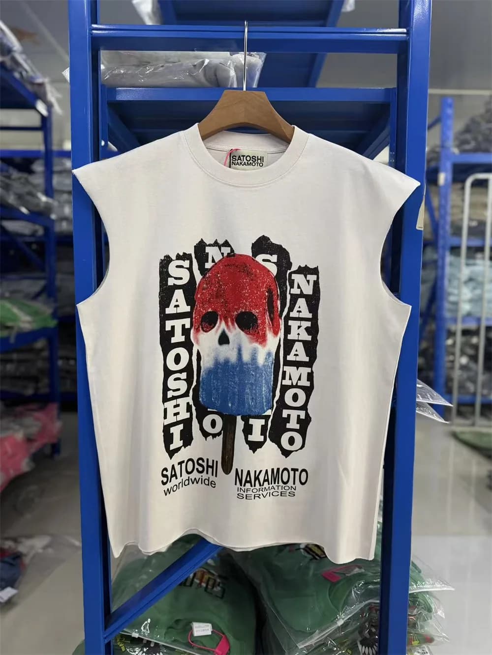 Nouveau T-shirt Satoshi Nakamoto 26SS pour homme, style couple, rétro, blanc délavé, imprimé lettres