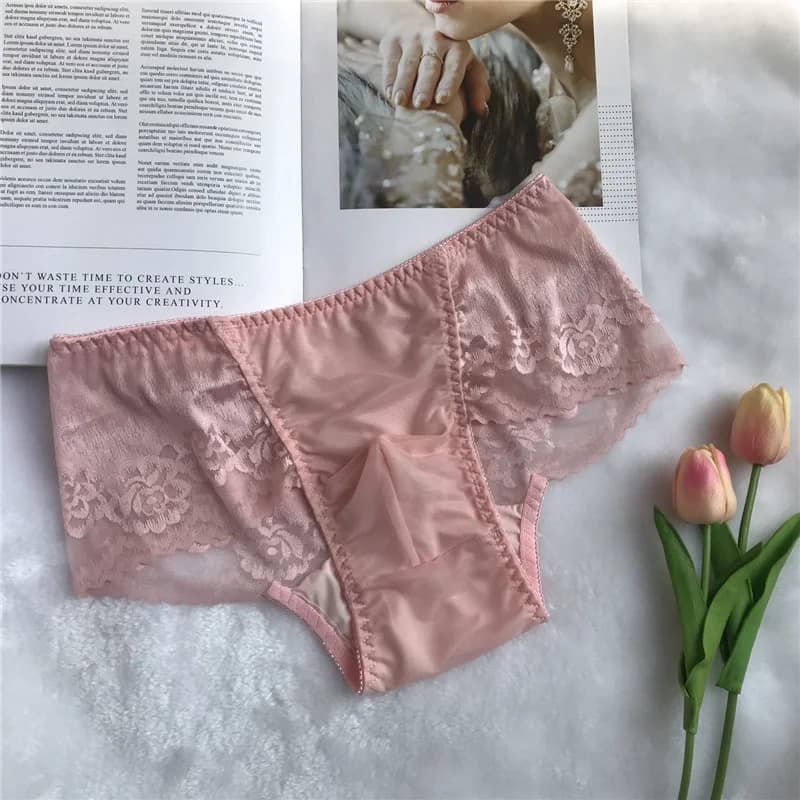 Sous-vêtements pour hommes en dentelle transparente, lingerie sexy pour hommes, caleçons confortable