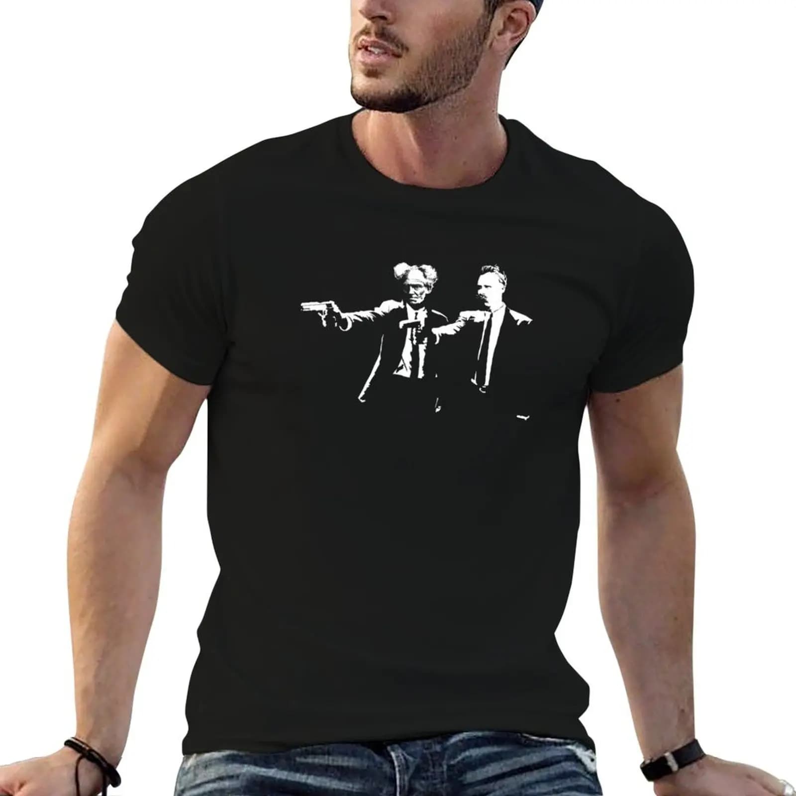 Schopenhauer et Nietzsche - T-shirt Fun Philosophy Shirt pour homme, t-shirt 100% coton, pack de t-s