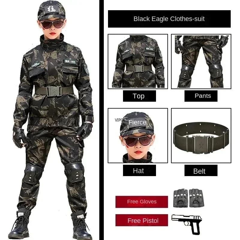 Uniforme militaire tactique pour la journée des enfants, déguisement de camouflage, Costume d'hallow