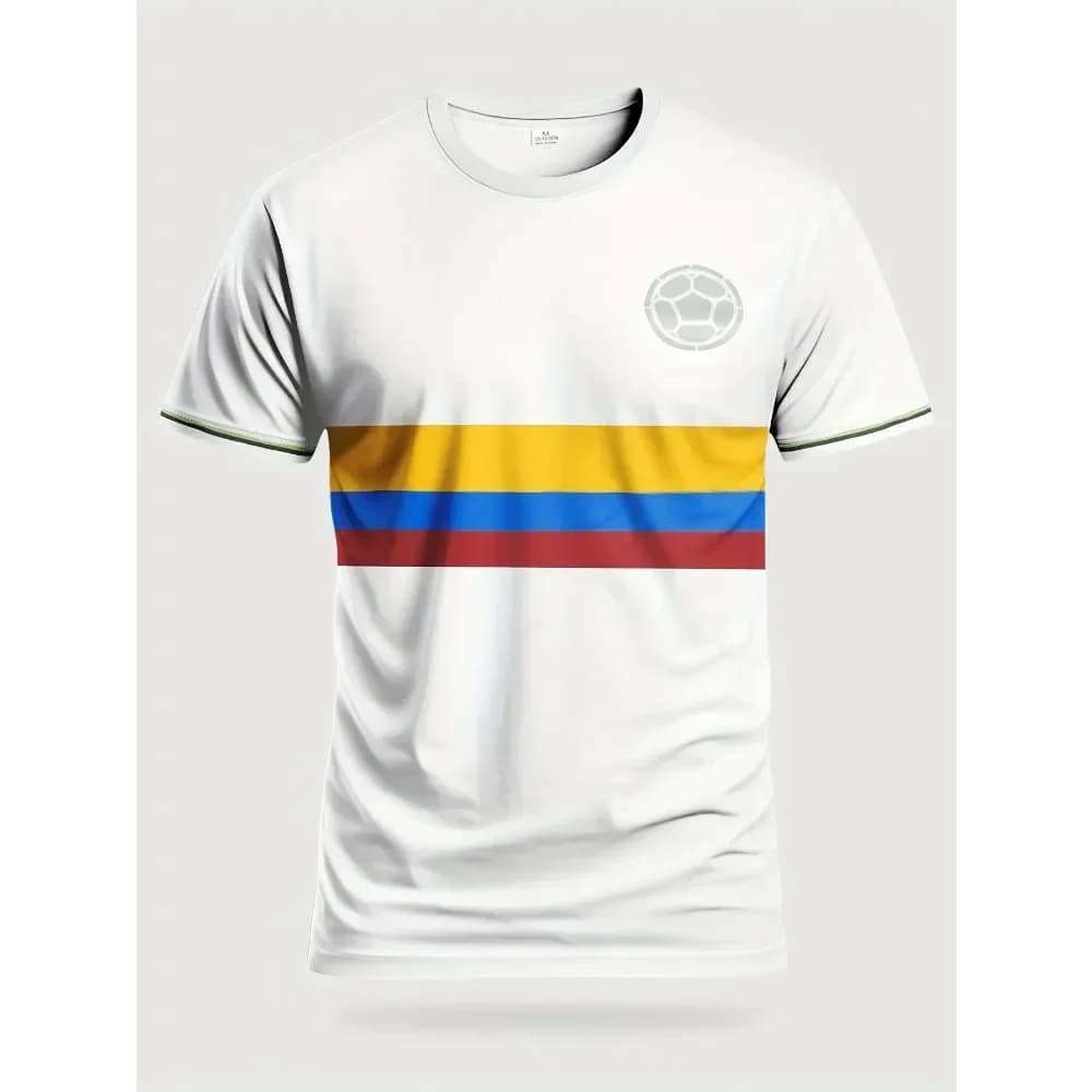 Maillot de football 3D Colombie pour homme – T-shirt de sport confortable et respirant pour l'entraî