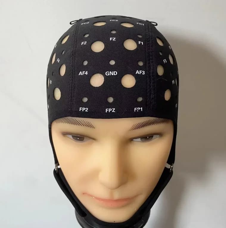 Capuchon d'électrodes EEG 64 pistes en caoutchouc, type sandwich, épaissi, pour positionnement trans
