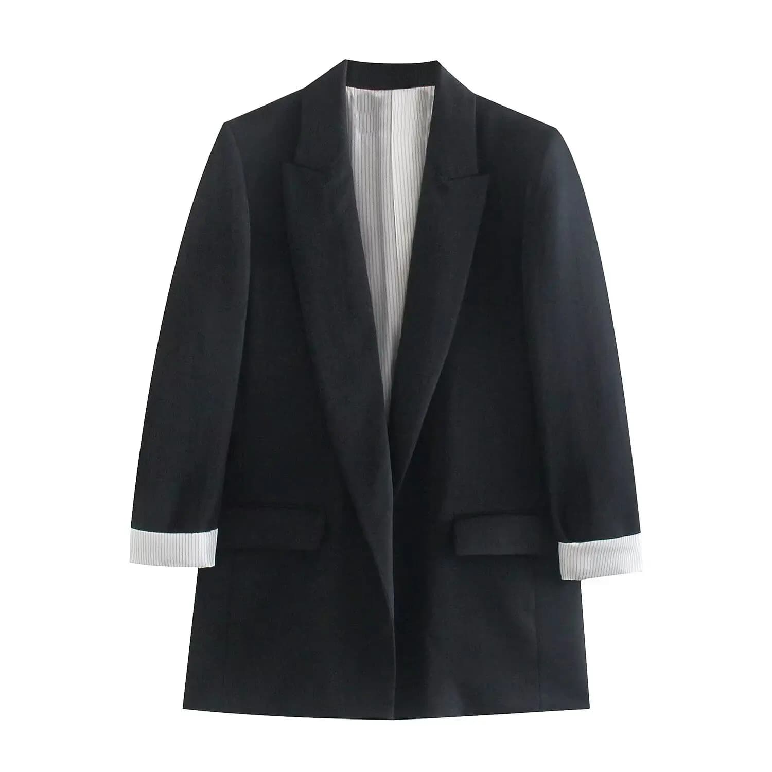 Veste décontractée à deux boutons pour femmes, revers polyvalent, style de rue trempé, vêtements d'a