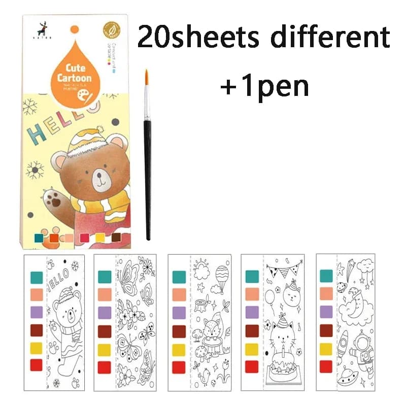 Livre de peinture à l'aquarelle Portable pour enfants, 20 feuilles, peinture avec l'eau, Gouache, Gr