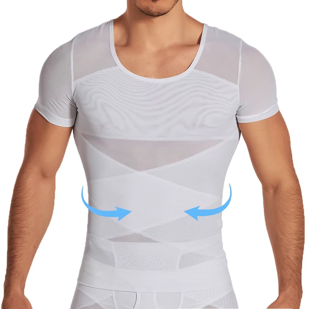 Hommes maille chemises corps Shaper à manches courtes Compression ventre minceur maillot de corps Sh