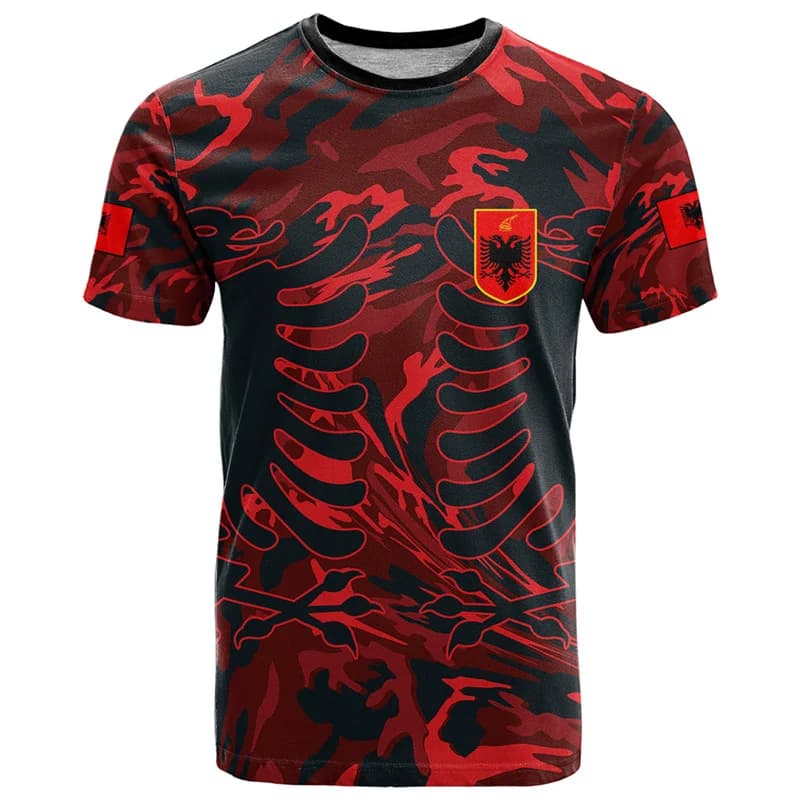 T-shirts 3D de football pour hommes et femmes de l'Albanie – Tenues de sport d'extérieur, fitness, c