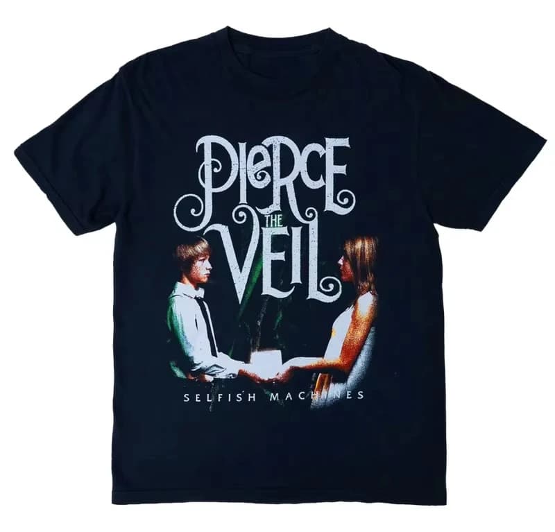 Pierce The Veil Selfish Machines Noir Manches Courtes Coton T-Shirt Unisexe D'été Hommes Femmes Top 