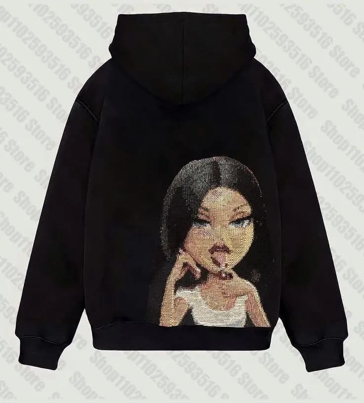 Sweat à capuche zippé Star Girl pour femme, vêtements gothiques, pull à capuche Emo, haut à capuche