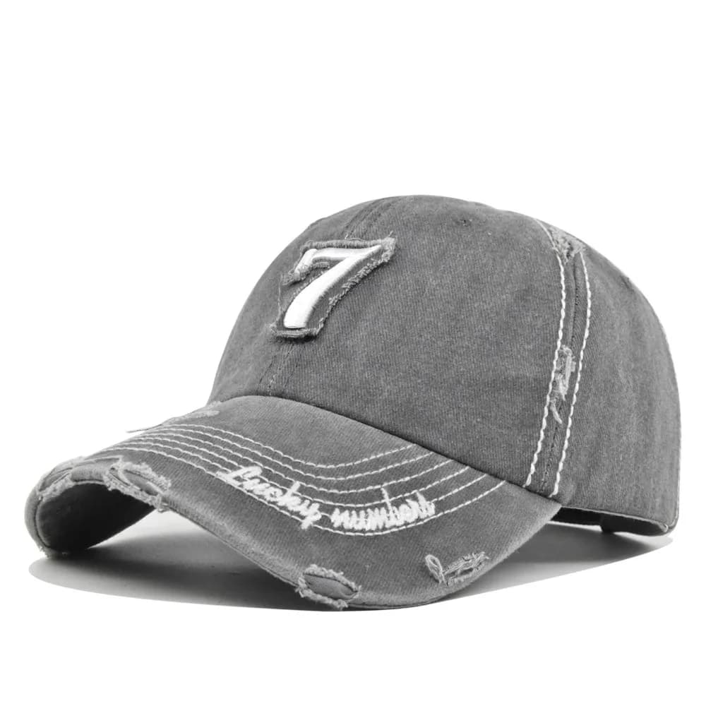 Lucky – casquette de Baseball brodée numéro 7, chapeau à rabat en coton respirant, unisexe, Streetwe