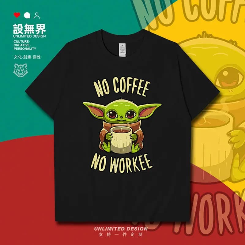 T-shirt Star Wars Yoda pour garçons et filles, décontracté, à la mode, haut d'été imprimé, design lu
