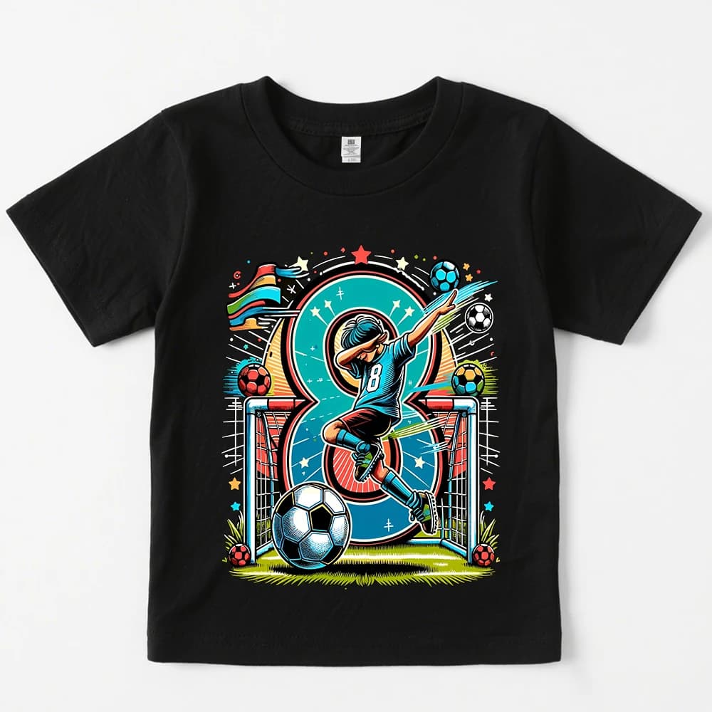 T-shirt en coton imprimé football pour enfants garçons et filles, décontracté, été, pour enfants et 