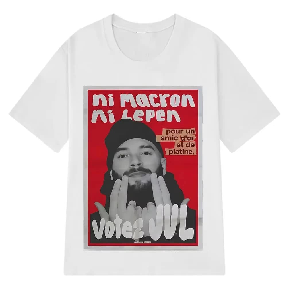 T-shirt en coton « Ni Macron Ni Lepen » – Hommage à JUL, coupe ample pour les fans du hip-hop frança