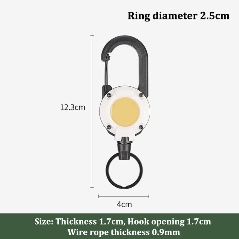 Porte-clés rétractable pour l'extérieur, bobine de câble métallique rétractable, avec câble en acier
