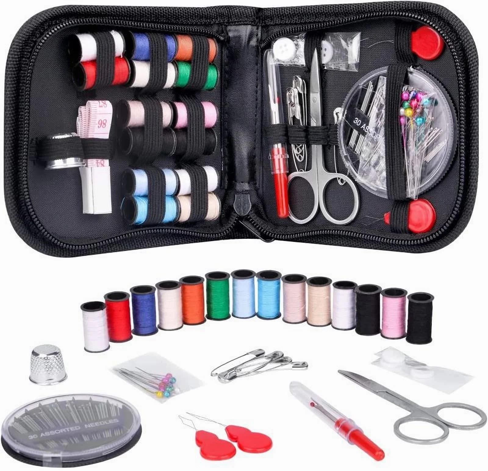 Kit de couture compact et portable pour débutants et professionnels, comprend des aiguilles, des cis
