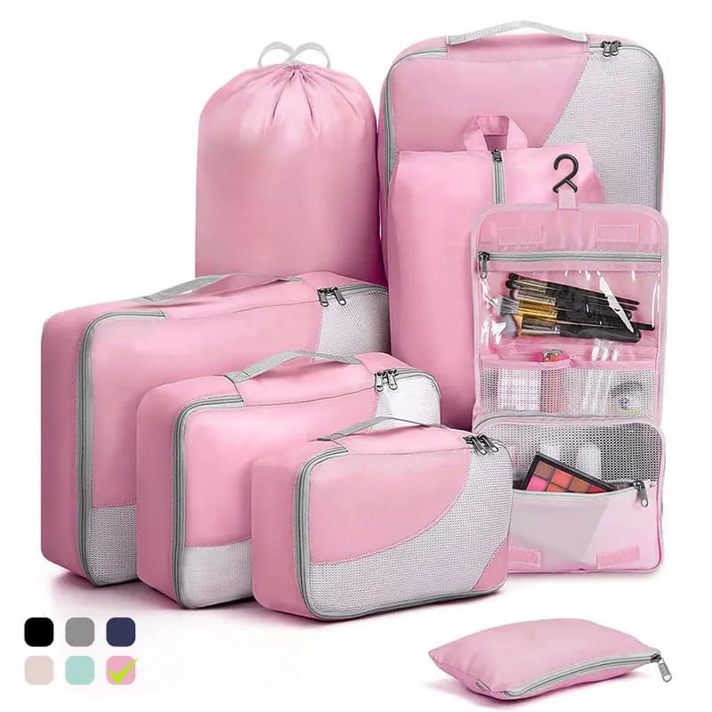 Organiseur de valise de qualité supérieure, 8 pièces, pochettes de rangement en maille transparente,