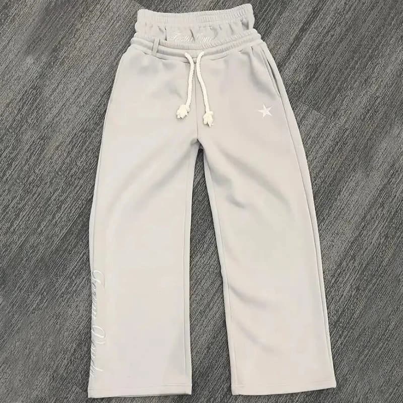 Pantalon de survêtement Double taille Harajuku, ample, Y2K, américain, couleur unie, étoile, lettre 