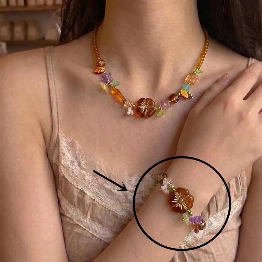 Collier bohème coloré à fleurs fait main avec perles pour filles, accessoires de bijoux esthétiques 