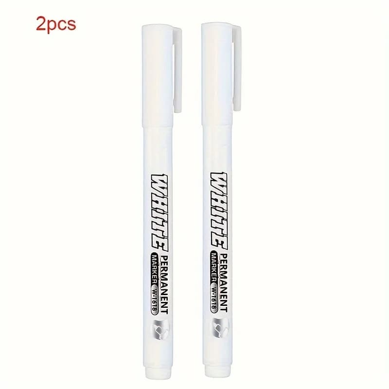 Stylo marqueur imperméable à la peinture blanche, 2 pièces, adapté au graffiti, au bois, au verre, à