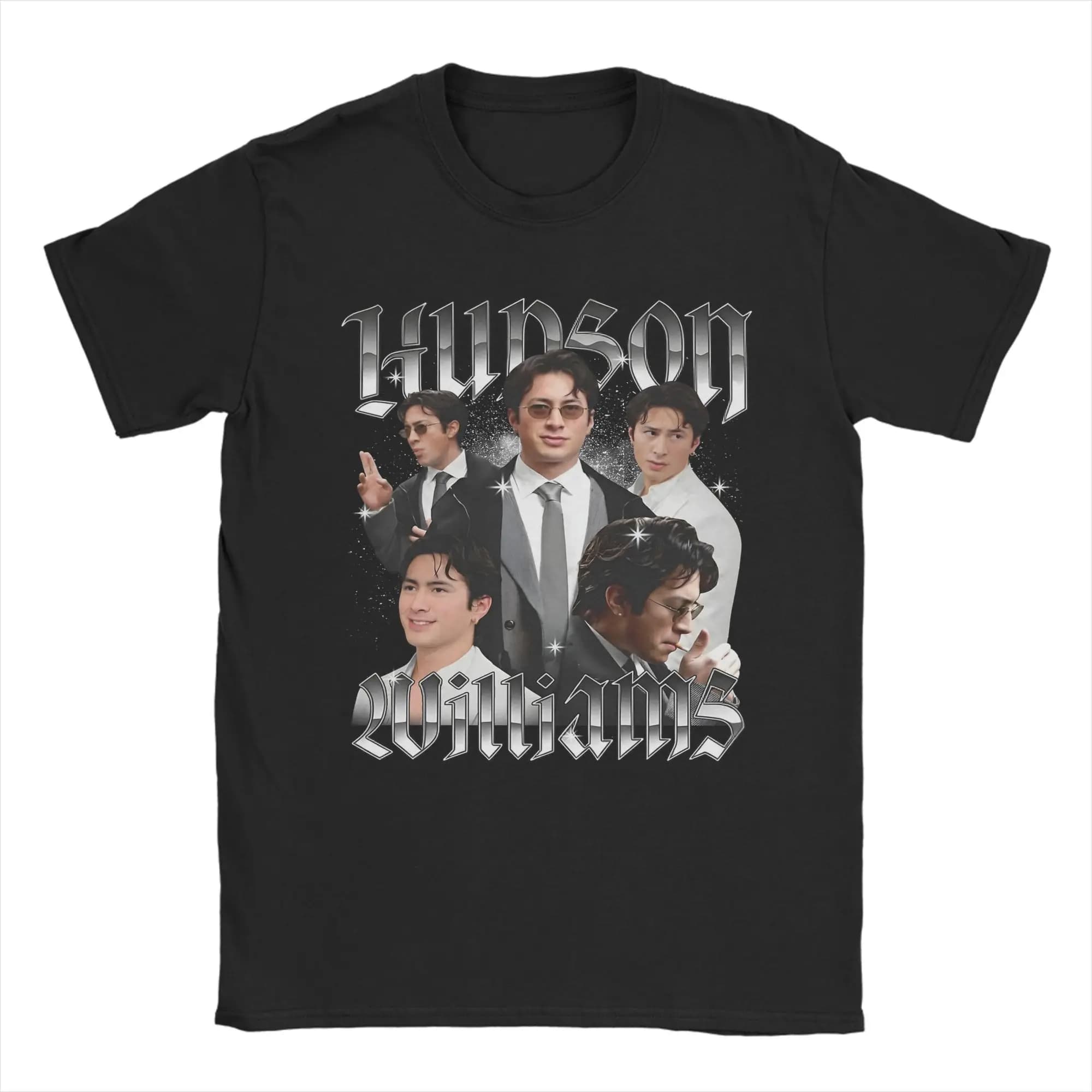 Hudson Williams T-shirts pour hommes, t-shirt fantaisie en pur coton, col rond, manches courtes, vêt