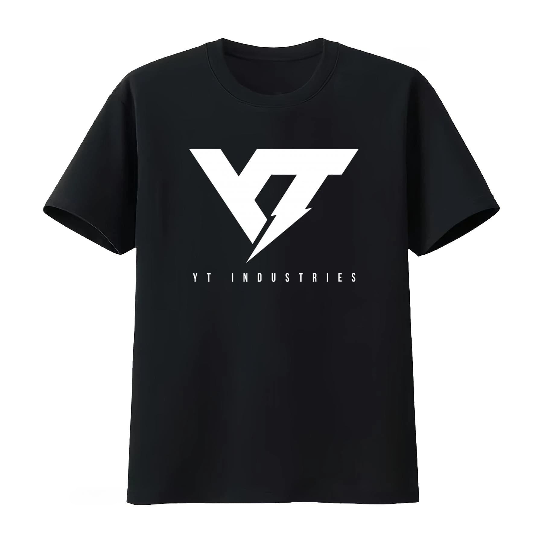 T-shirt imprimé logo Yt Industries pour homme et femme, style streetwear tendance, respirant, collec