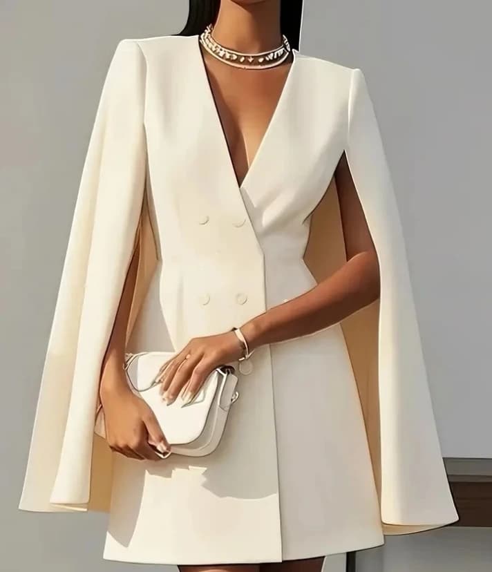 Robes pour femmes 2025 printemps automne nouveau déplacement Double boutonnage châle Cape couleur un