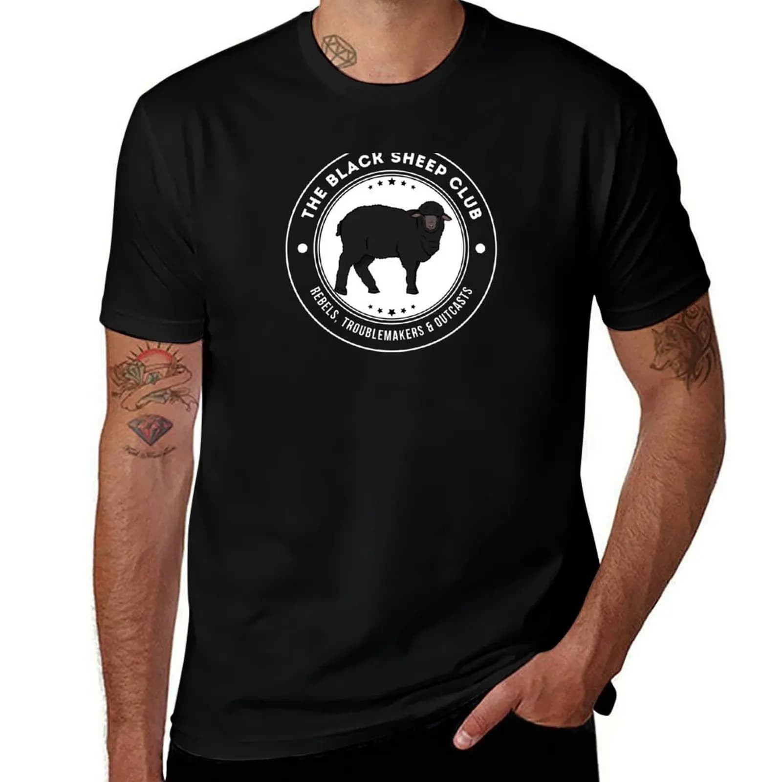 T-shirt The Black Sheep Club (texte blanc) à manches courtes et extensibles