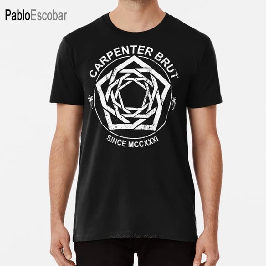 T-shirt charpentier Brut (Wei?) pour hommes, en coton, synthwave, de marque, été