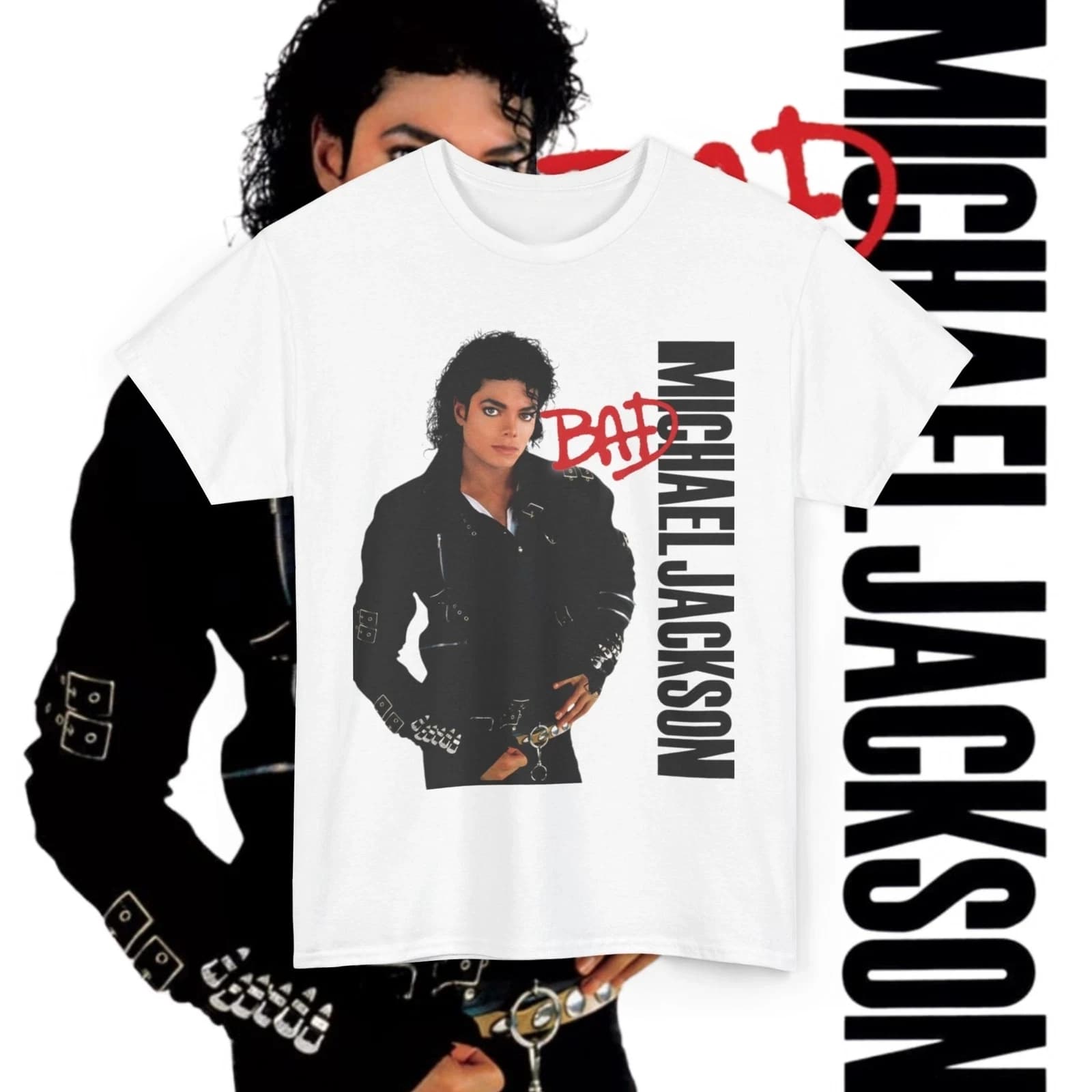 T-shirt Michael Jackson Bad Album pour hommes et femmes, vêtements d'été en coton Y2K, mode Vintage,