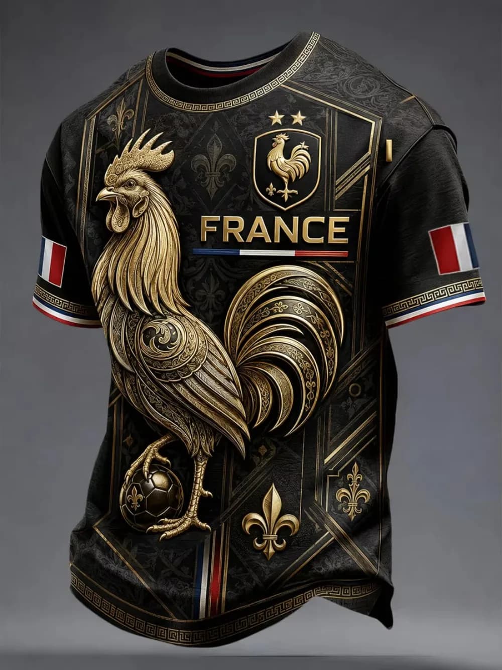 Maillot de football de style français, t-shirt pour hommes et femmes, motif imprimé en 3D, haut à ma