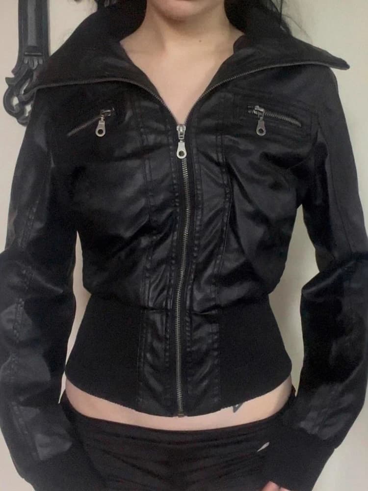 AltGoth américain Vintage veste en cuir Pu femmes Streetwear Harajuku Grunge Emo Alternative Grunge