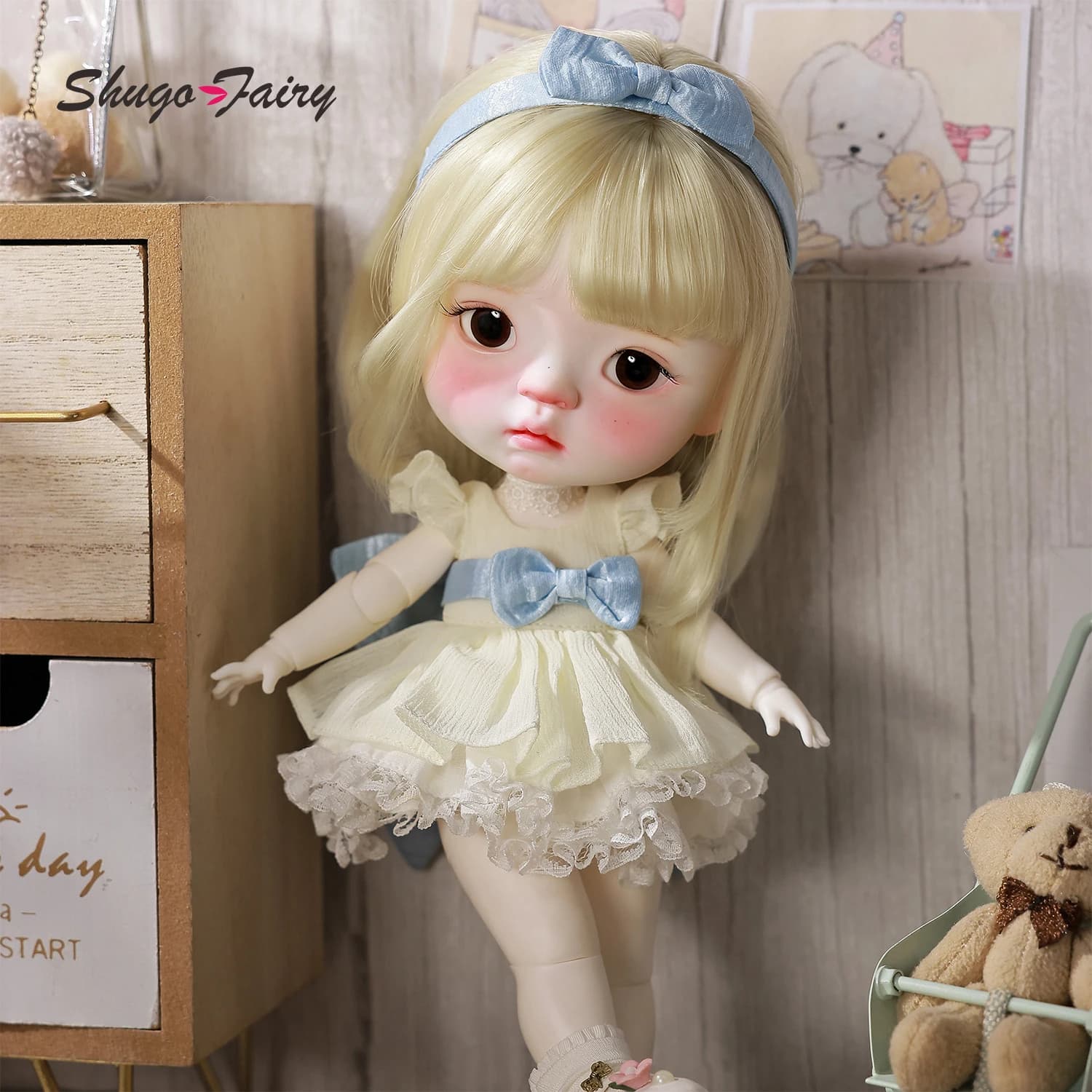 Yuanbao A 1/6 Bjd poupée doux petit bébé visages grosse tête jouets haute qualité ensemble complet S