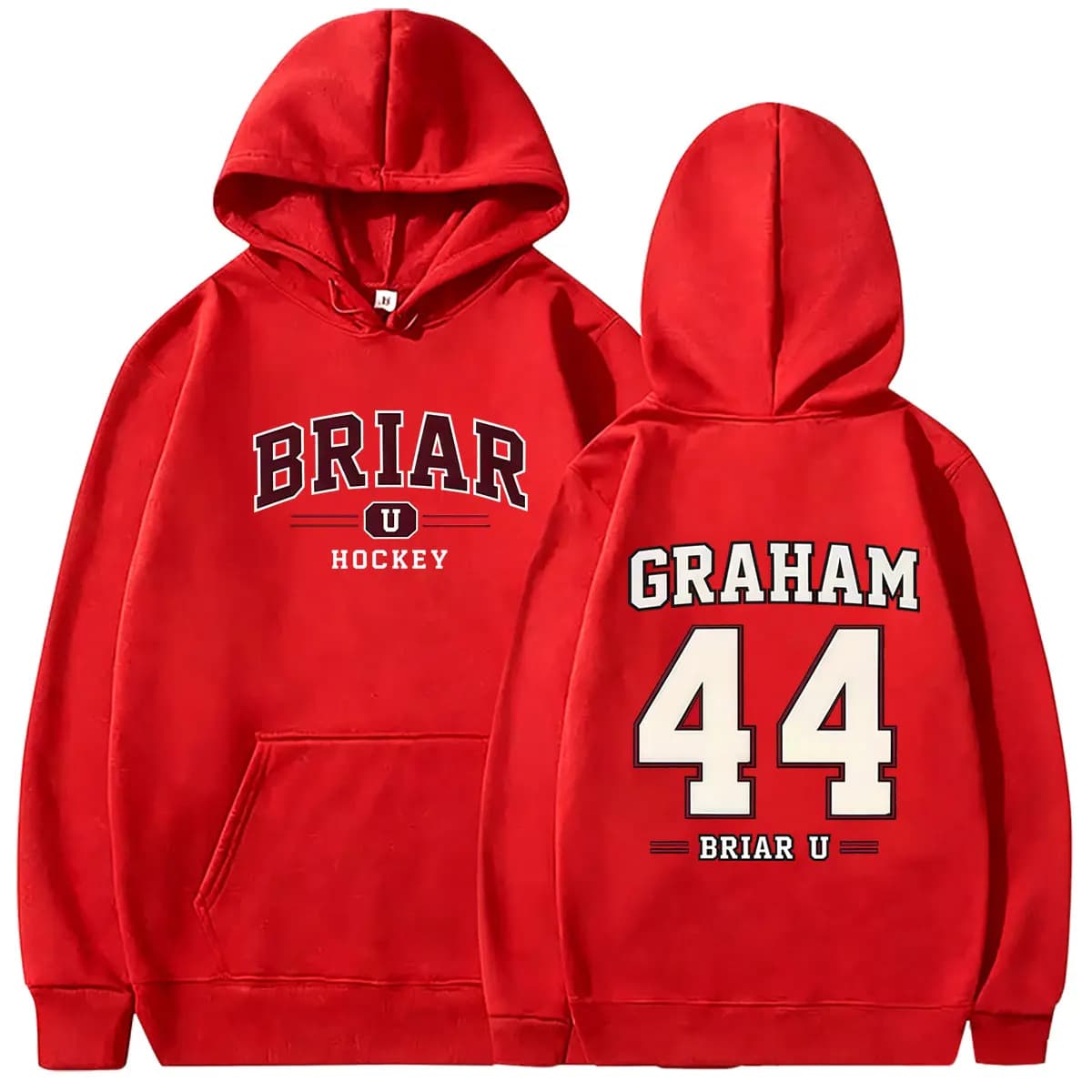 Sweat à capuche graphique Off Campus Briar University Hockey Graham 44 pour hommes et femmes, style 