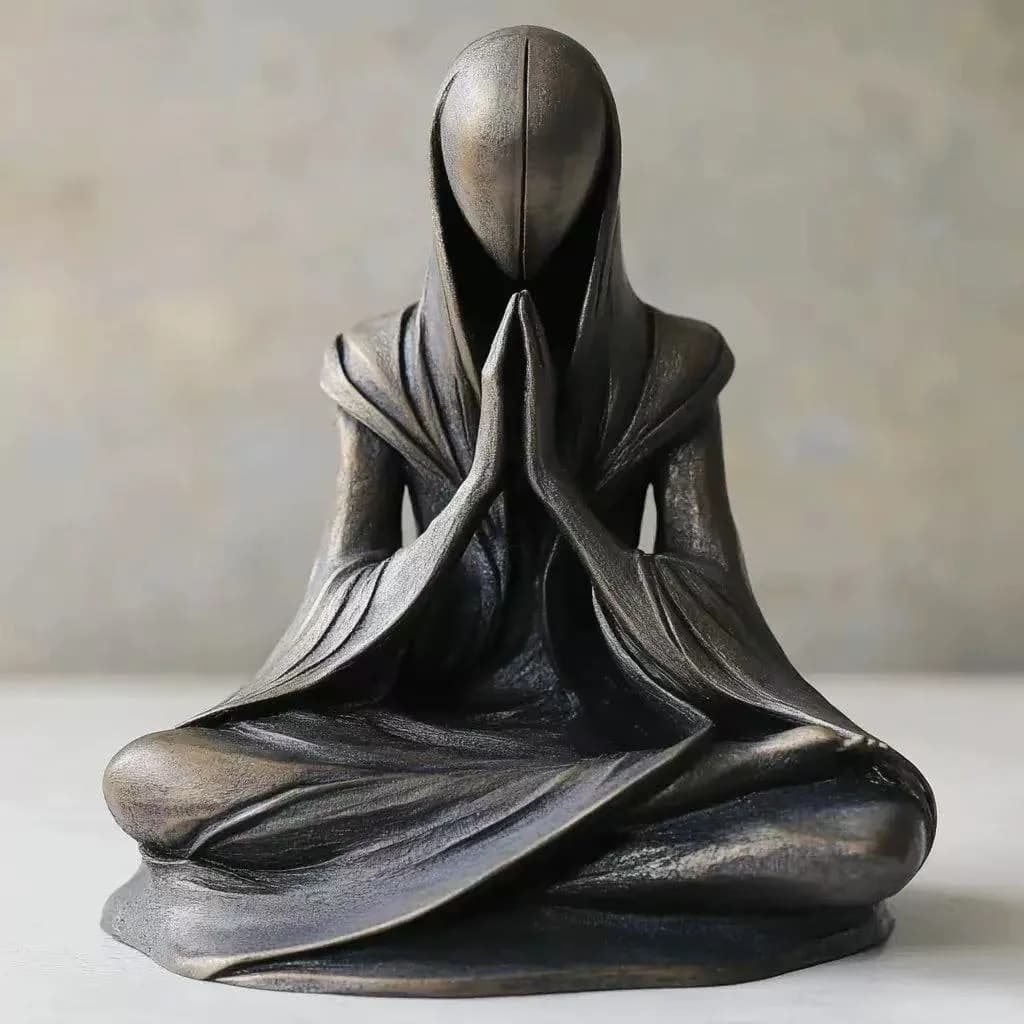 Statue d'alien de méditation en résine, Sculpture faite à la main, décor de bureau Zen de Yoga, cade