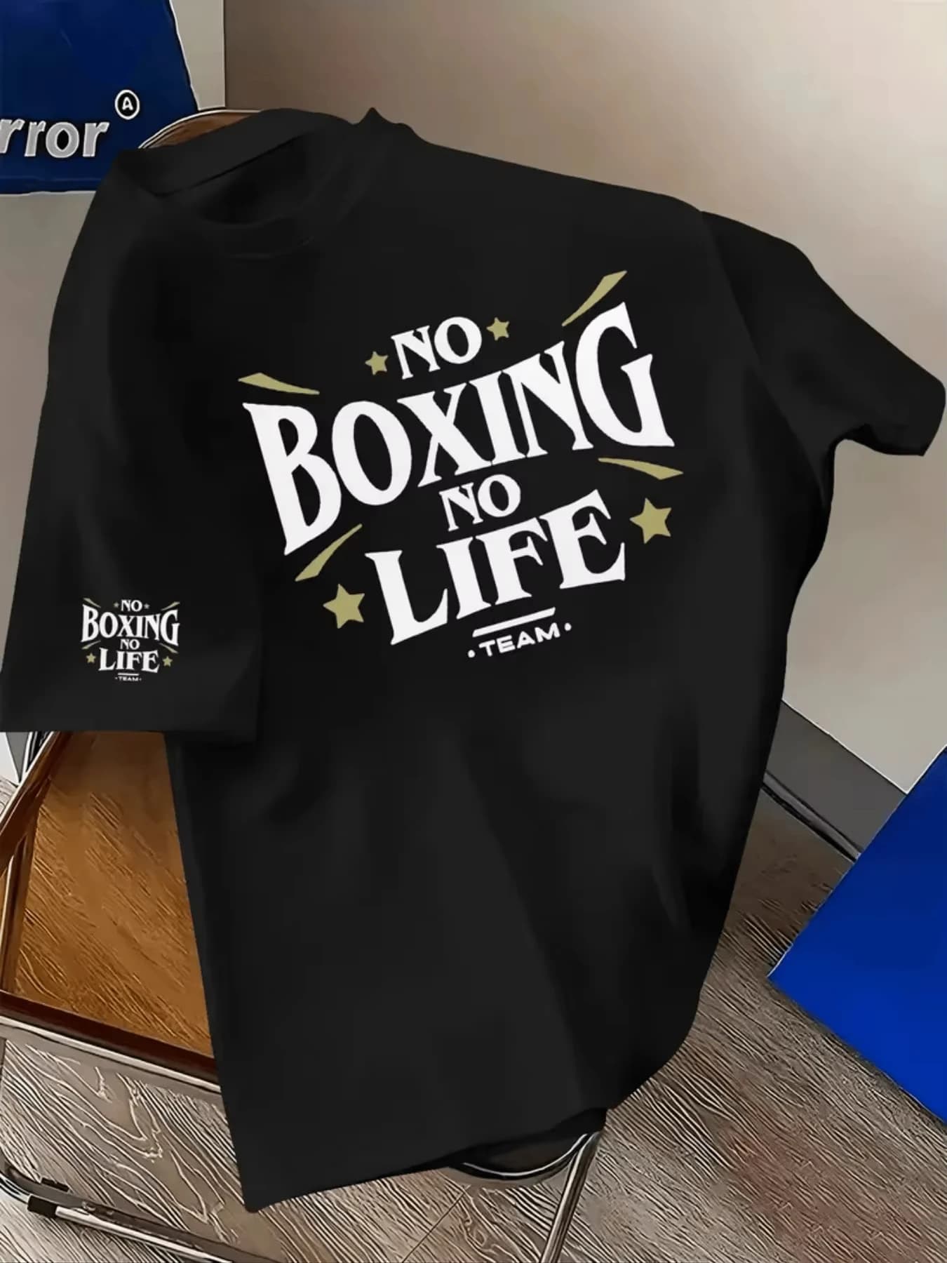 T-shirt en coton noir 2026, No Boxing No Life, streetwear, fitness masculin, style décontracté, Ins