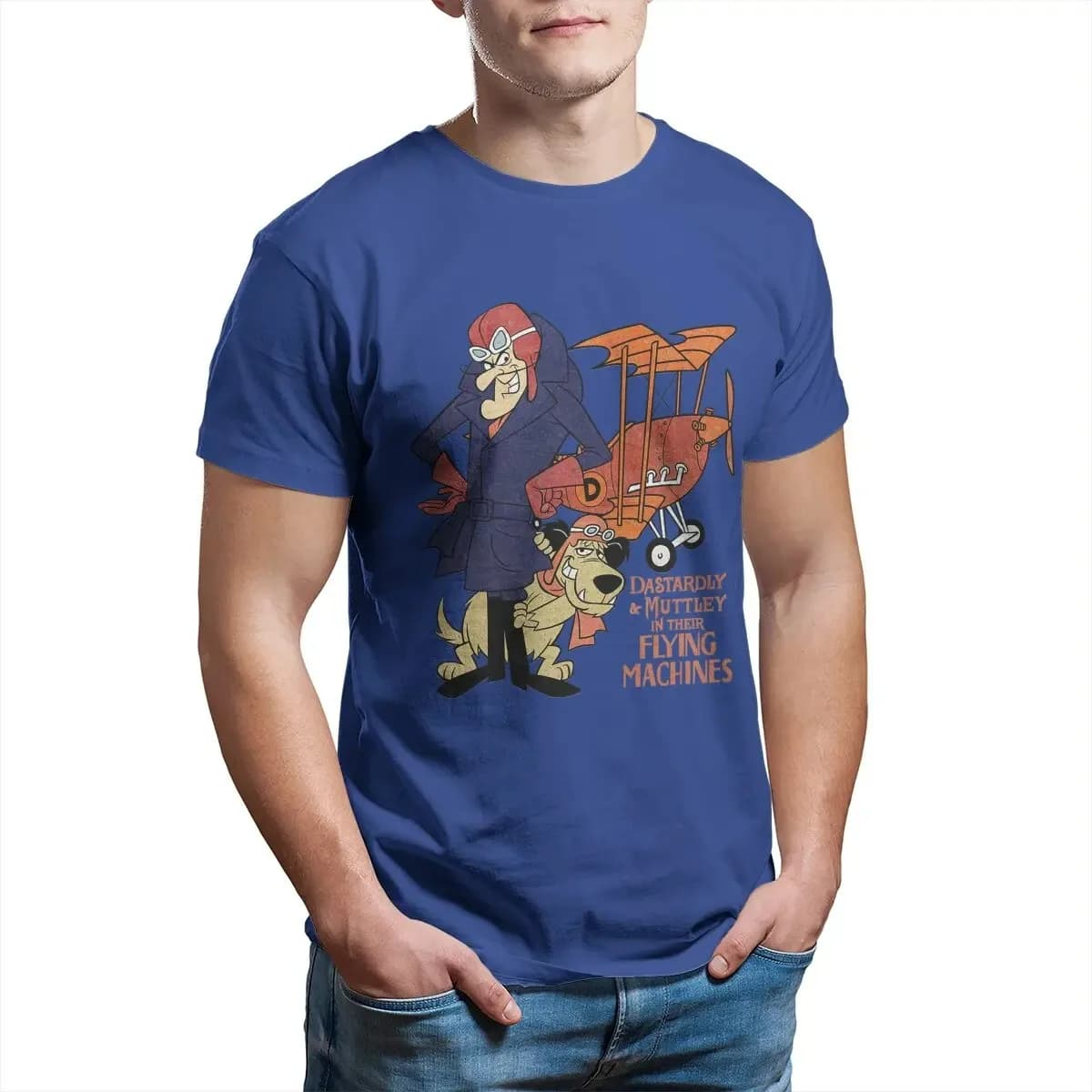 Dastardly Muttley Flying Machines Économie pour hommes, T-shirt à col rond, Économie College graphiq