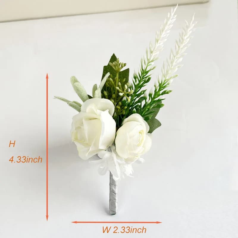 Boutonnière artificielle pour hommes, accessoires de fête de mariage, broche, fleurs, poubelle, bout