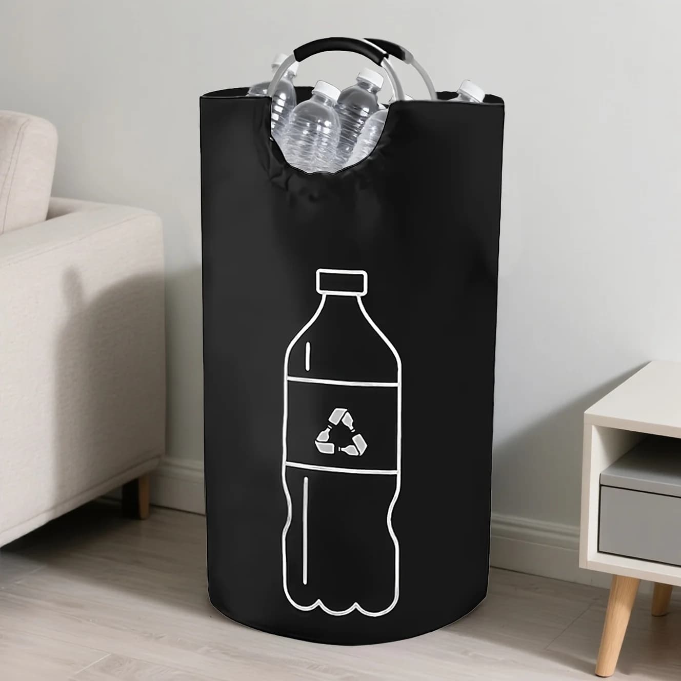 1 poubelle de recyclage pliable de très grande capacité pour la maison - Conception cylindrique à ou