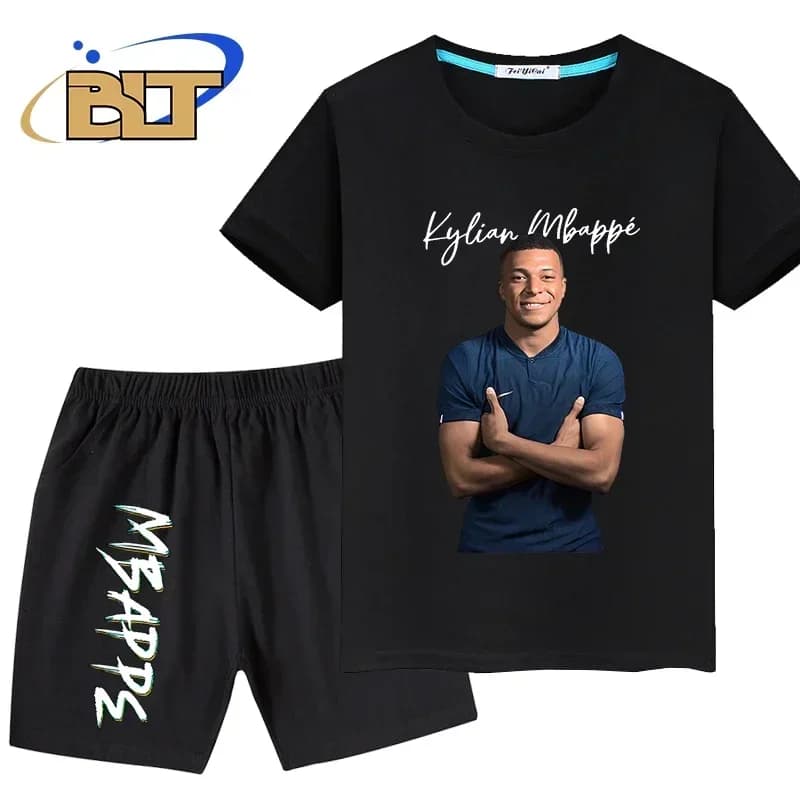 Mbappe-T-shirt de sport à manches courtes imprimé avatar pour enfants, vêtements décontractés pour g