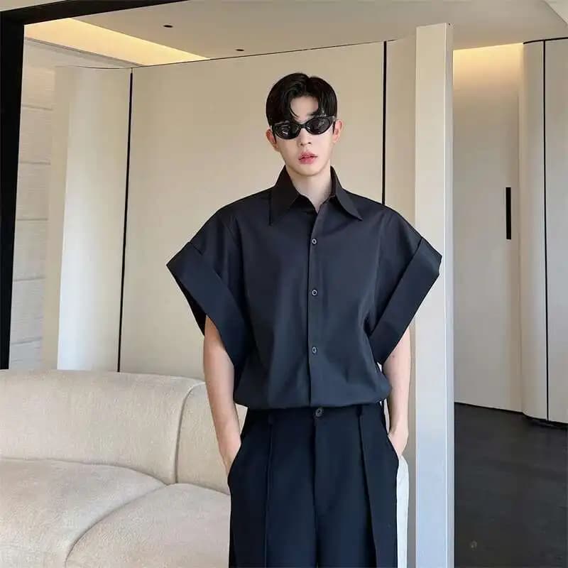LUZHEN Niche Design élégant à manches courtes chemises mode originale élégant beau coréen vêtements 