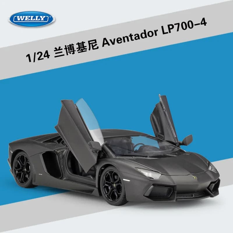 WELLY 1:24 Lamborghini Aventador LP700-4 Supercar - Modèle moulé sous pression en alliage V12, Hyper