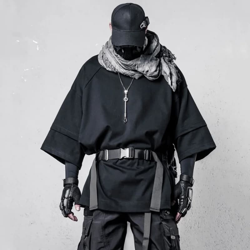 Techwear Style personnalité Patchwork Desgin t-shirt décontracté homme vêtements haute rue fonction 