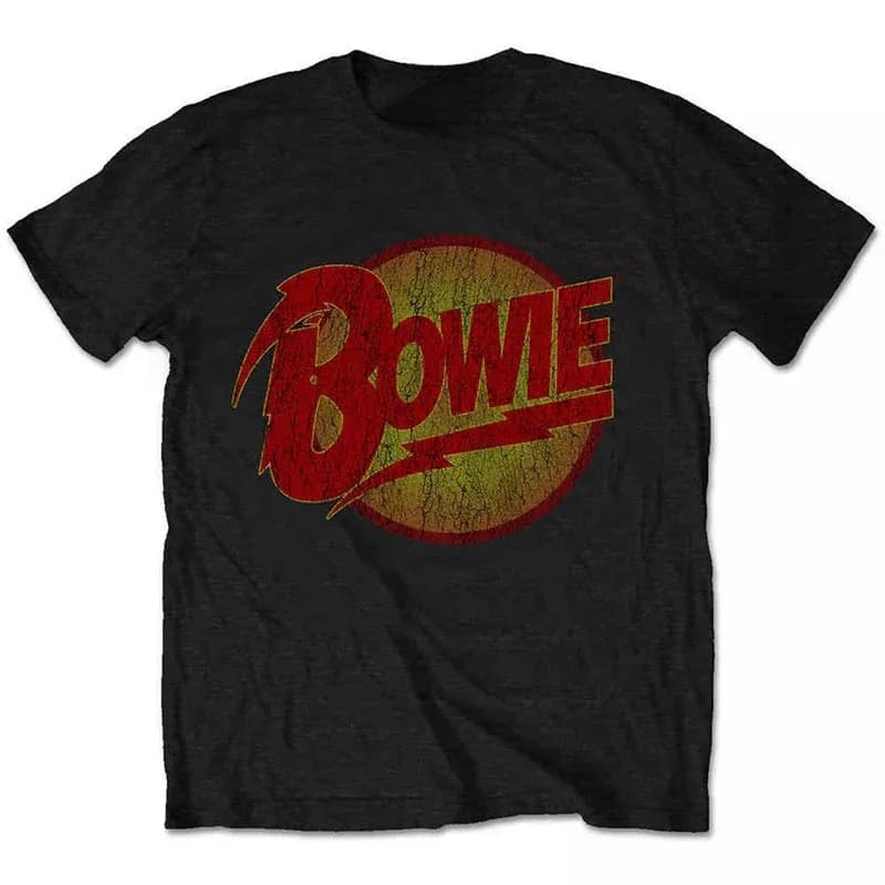 T-shirt graphique David Bowie Glam Rock Band, style vintage délavé, unisexe, coupe oversize, col ron