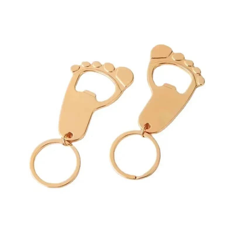 Porte-clés multicolore en forme de pied de bébé, cadeau de baptême pour les invités, ouvre-bouteille