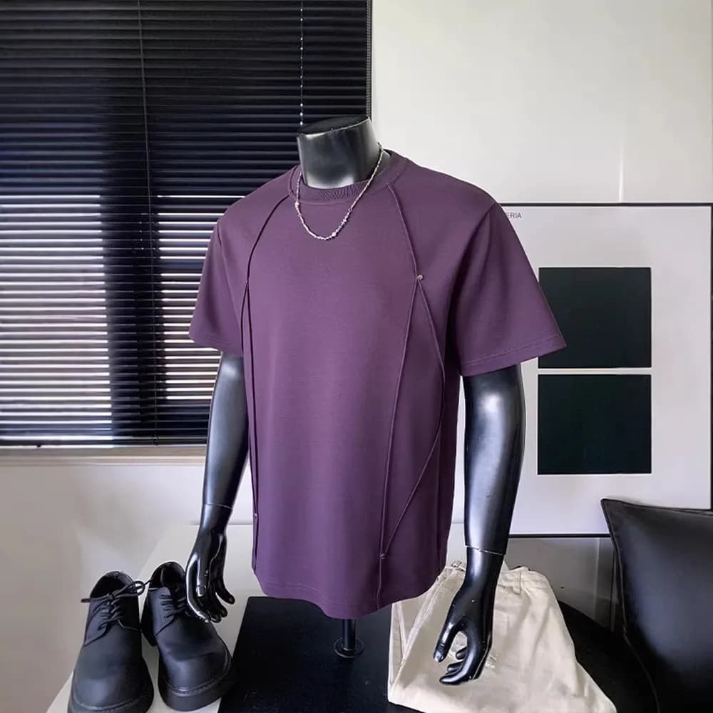T-shirt à manches courtes de style américain, coupe ample, col rond, décontracté, couleur unie, qual