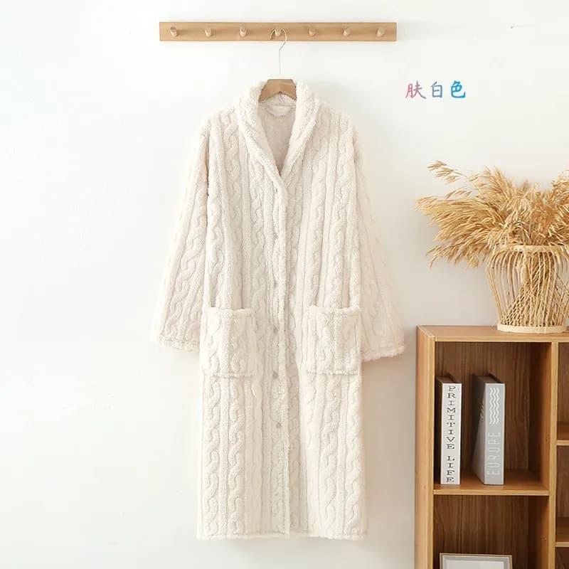 Automne hiver femmes chaud flanelle Robe dames doux peignoir femme à manches longues Robe de chambre