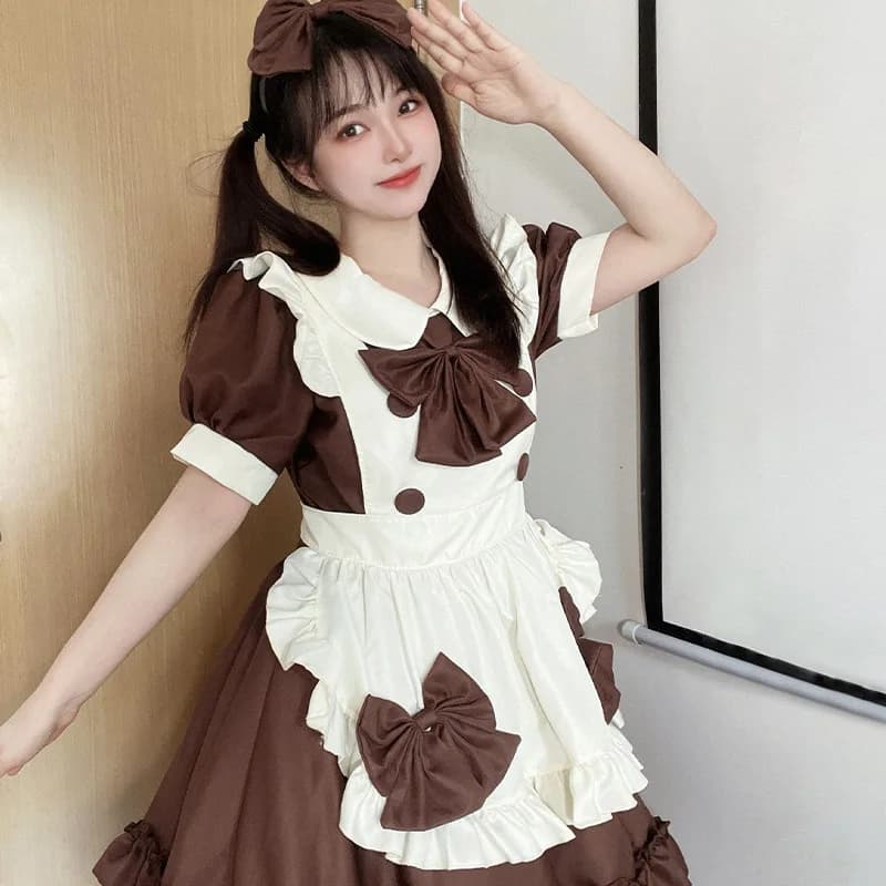 Robe Lolita style café-chocolat pour femme, tenue douce pour performance scénique, fête à thème, jeu