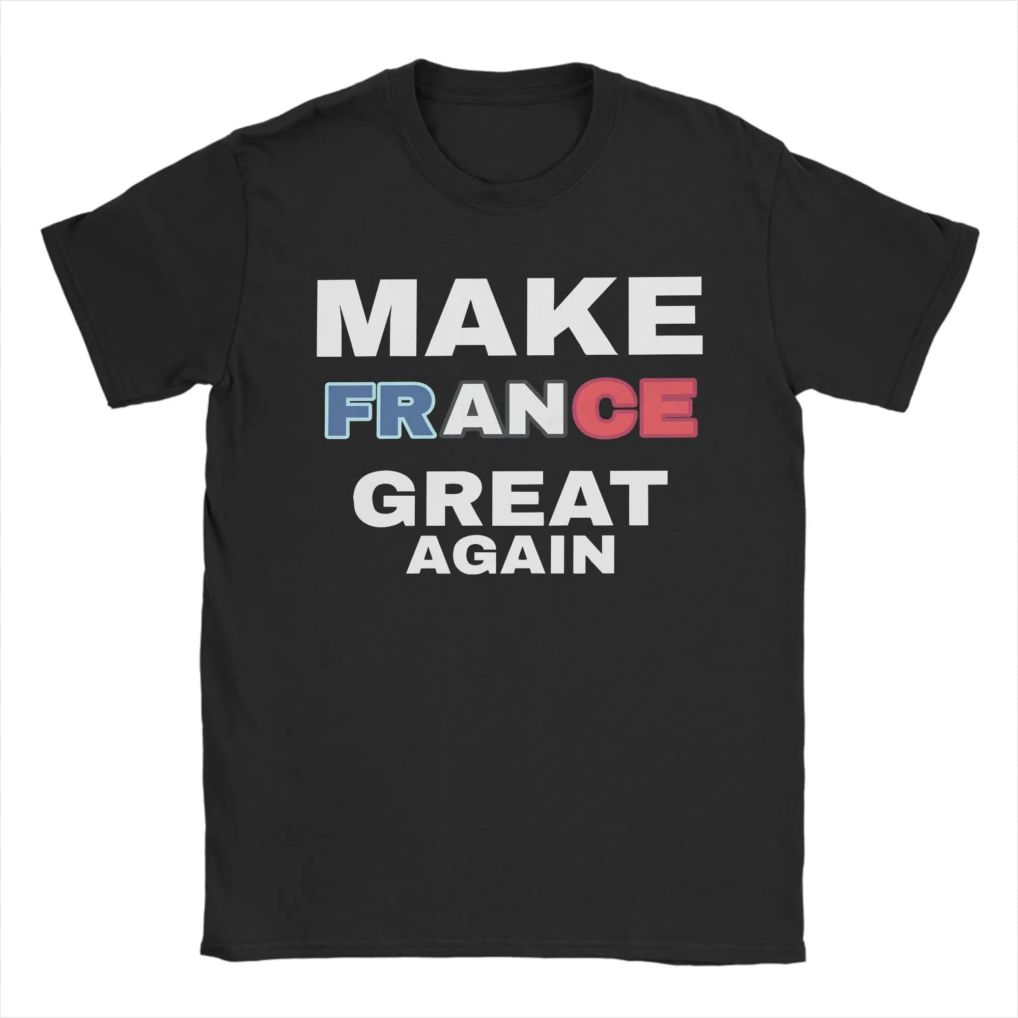 T-shirt pour hommes en coton pur, col rond, à manches courtes, idée cadeau, « Make France Great Agai
