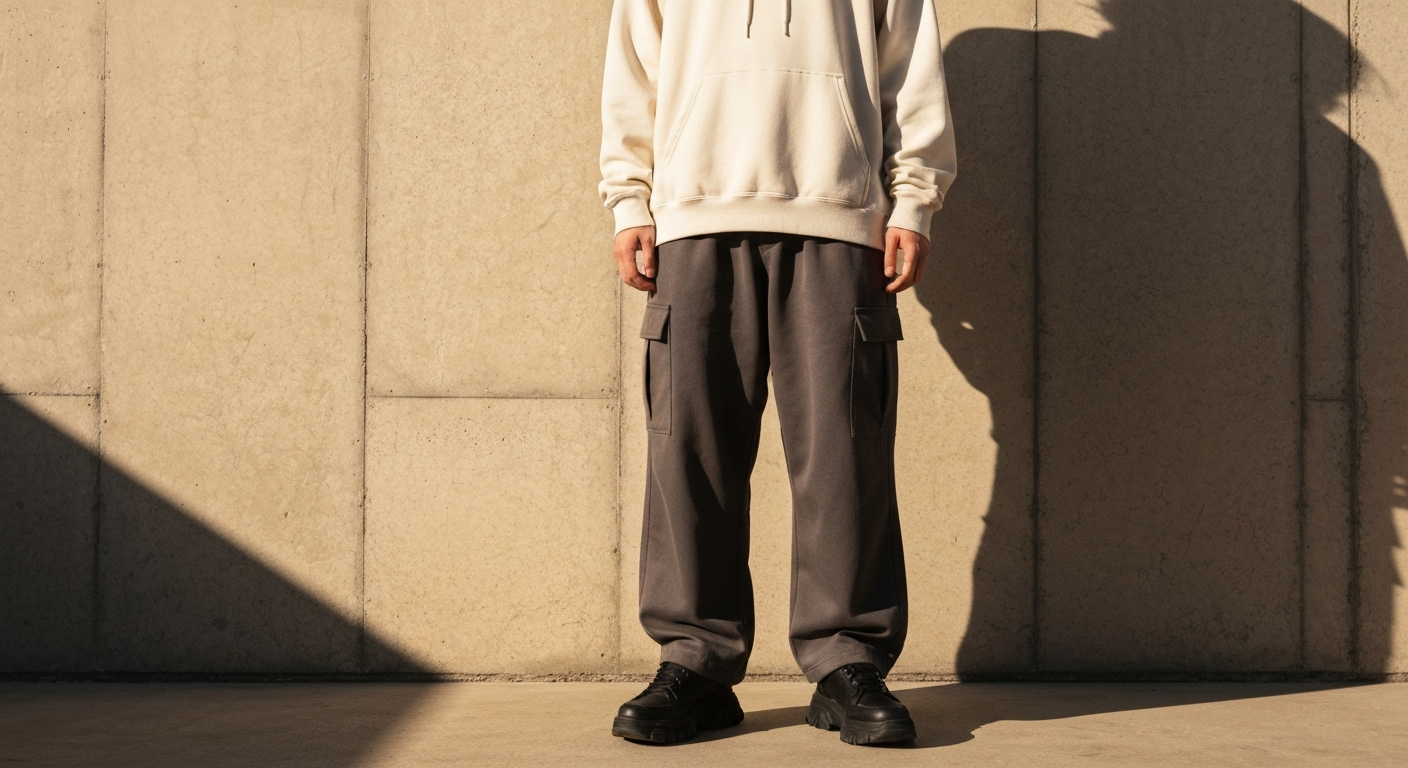 Silhouette complete Streetora - hoodie cream, cargo charcoal, sneakers