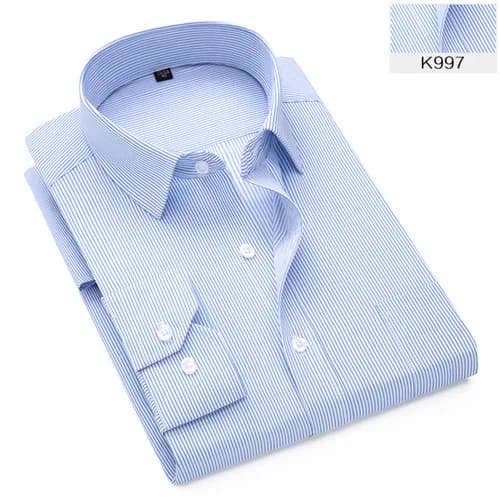 Chemises formelles rayées à manches longues pour hommes, sans repassage, coupe couvertes, chemises p