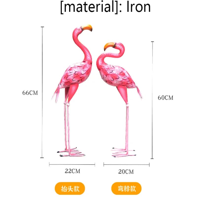 Ornements de flamant rose en métal, accessoires de jardin, décoration de paysage animal simulé, gran